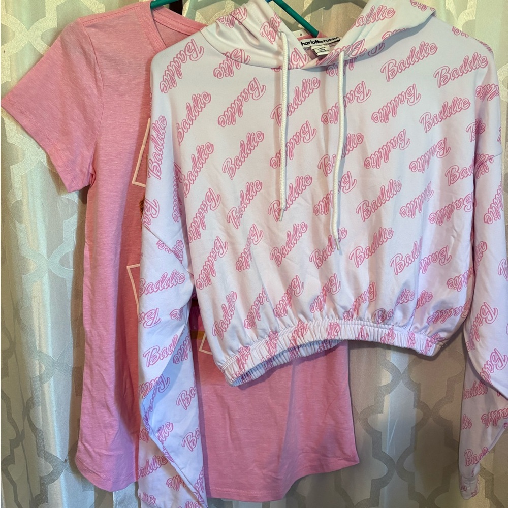 New Small sweat shirt & girls large tee